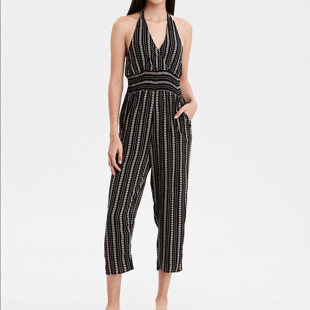 American Eagle Smocked Halter Jumpsuit